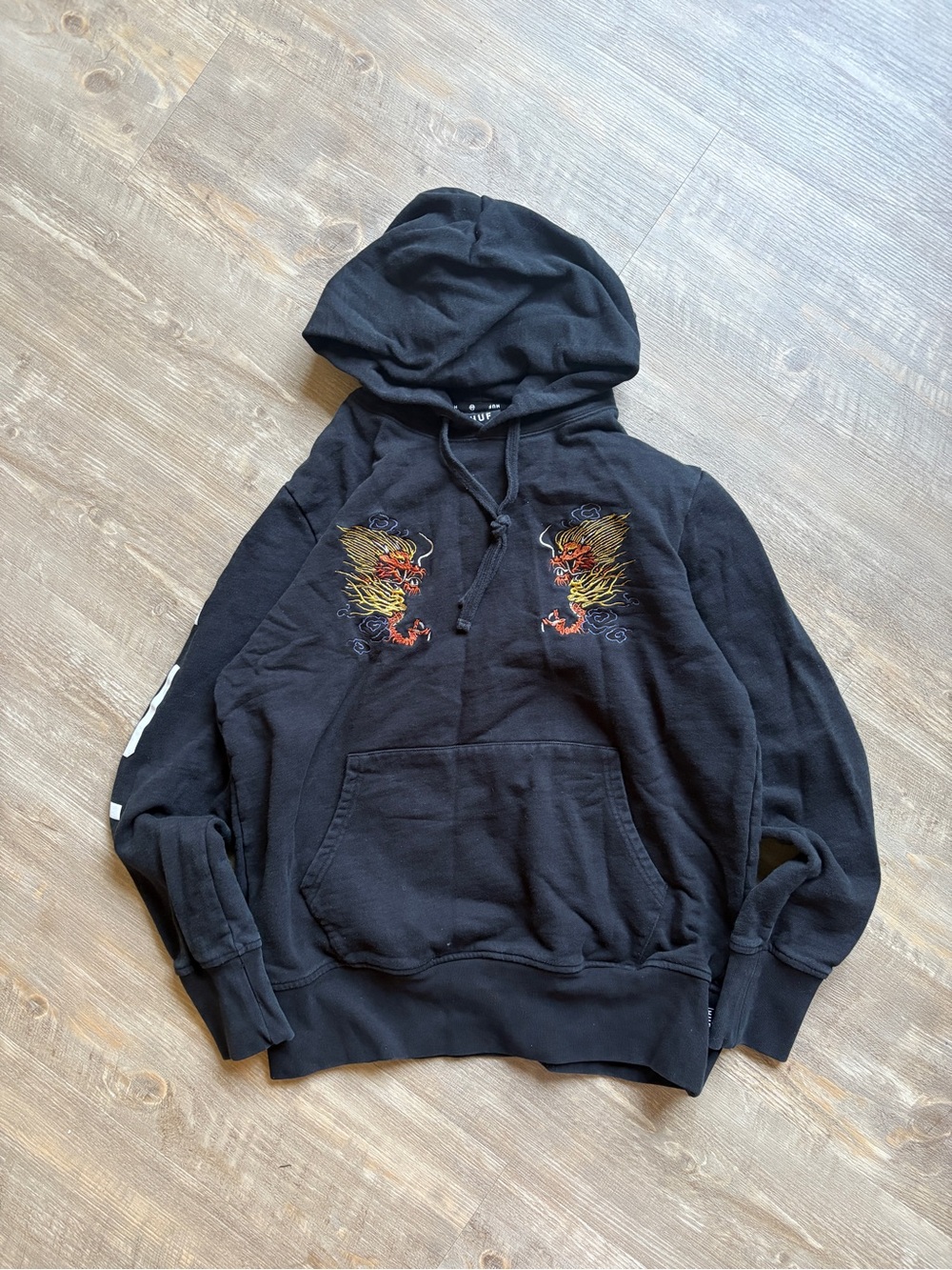 HUF Black Dragon Embroidered Hoodie Size M | Skater Streetwear